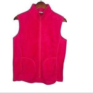 Woolrich full zip down fuchsia pink fleece vest